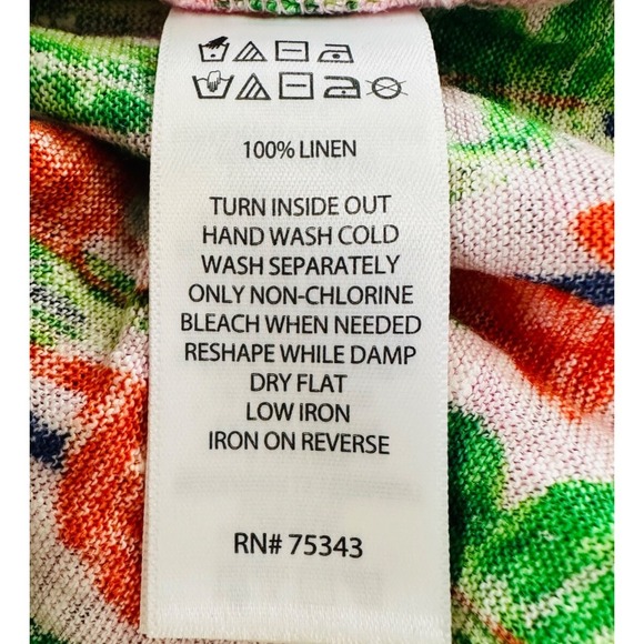 BOUFFANTS + BROKEN HEARTS Womens L Pink Flamingo & Palm Tree Linen Boxy Crop Tee - Picture 7 of 10